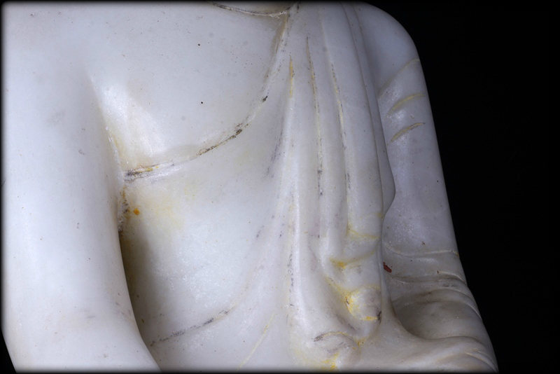 Extremely Rare 19C Alabaster Sitting Mandalay Buddha #A071